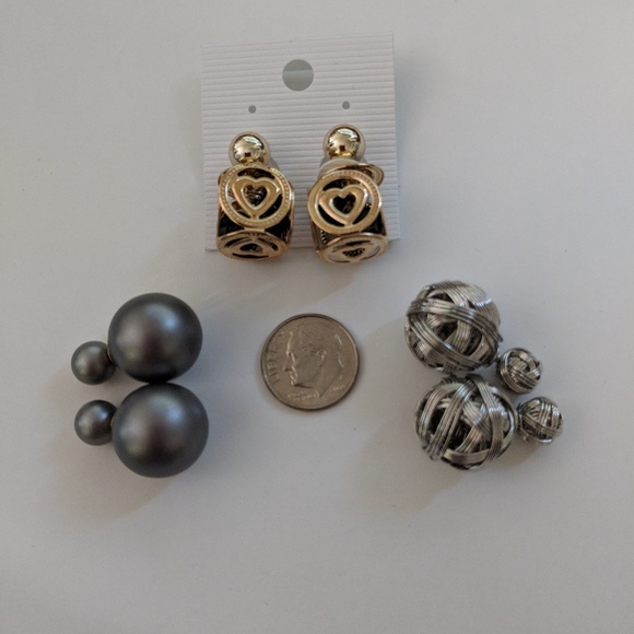 Black Stone Double Sided Stud Earrings - Picture 2 of 2